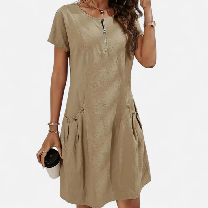 Ariste | Robe en coton à poches pour femme