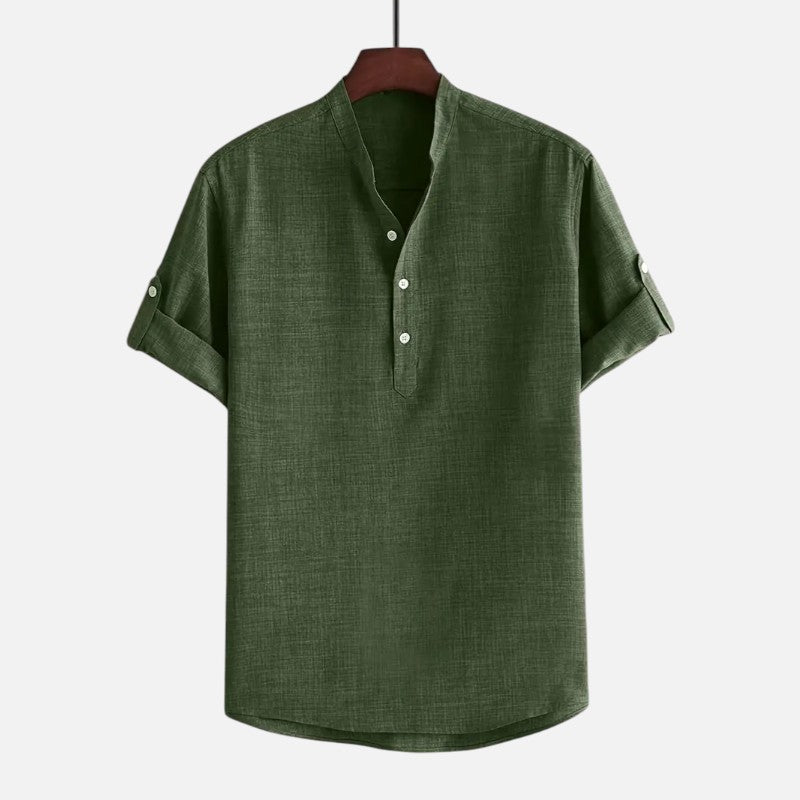 Ariste | Chemise col mao à manches courtes pour homme