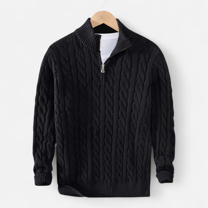 Ariste | Pull à demi-zip en maille torsadée pour homme