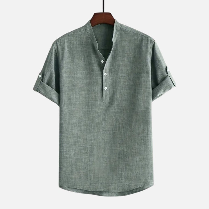 Ariste | Chemise col mao à manches courtes pour homme