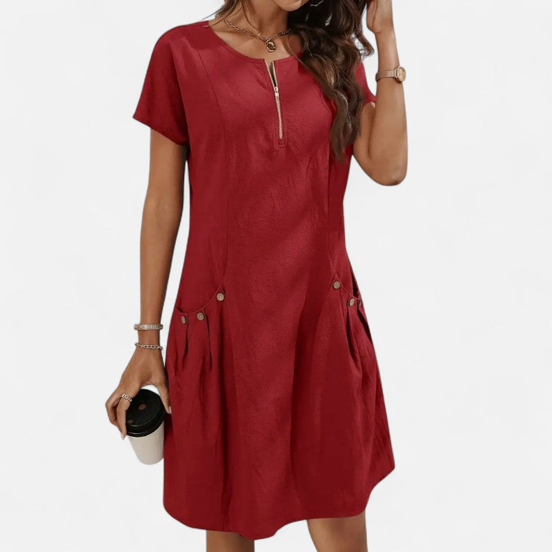 Ariste | Robe en coton à poches pour femme