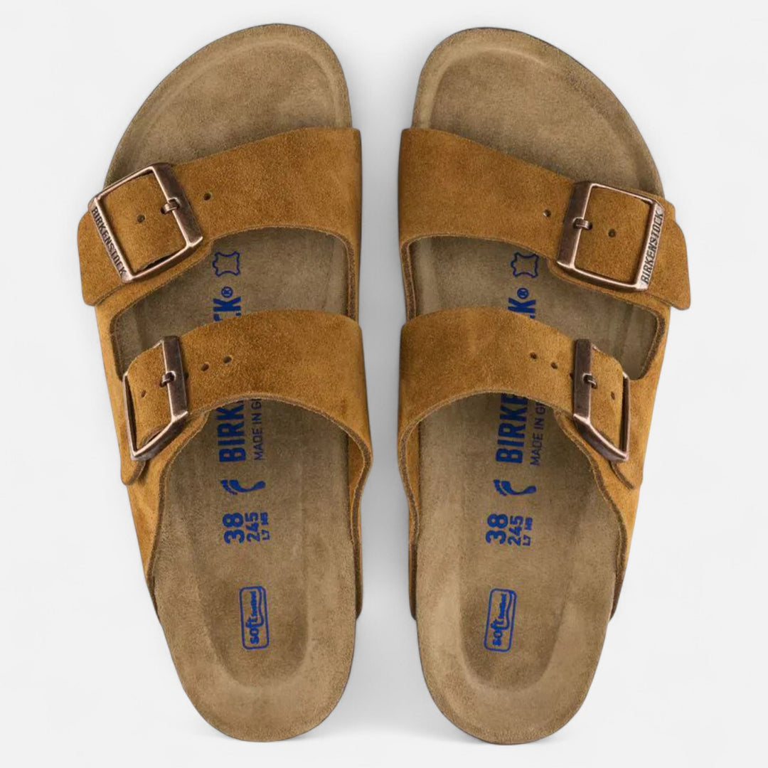Ariste | Sandales Cuir Velours Lit de Pied Souple – Confort Anatomique Décontracté
