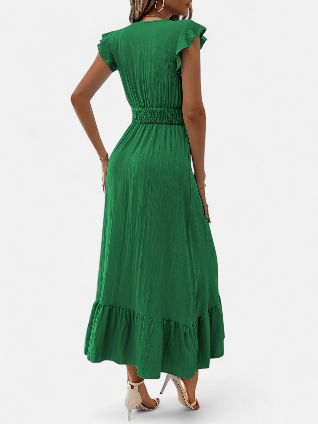 Ariste | Robe élégante à col croisé et manches à volants