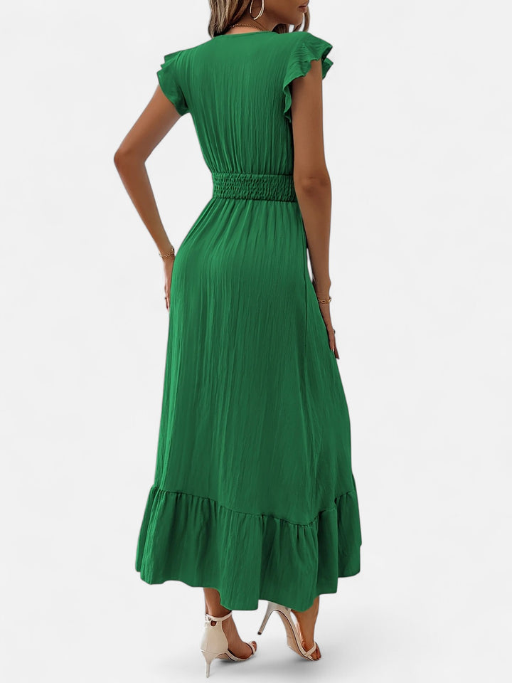 Ariste | Robe élégante à col croisé et manches à volants