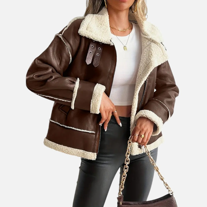 Ariste | Veste moto élégante en cuir synthétique pour femme