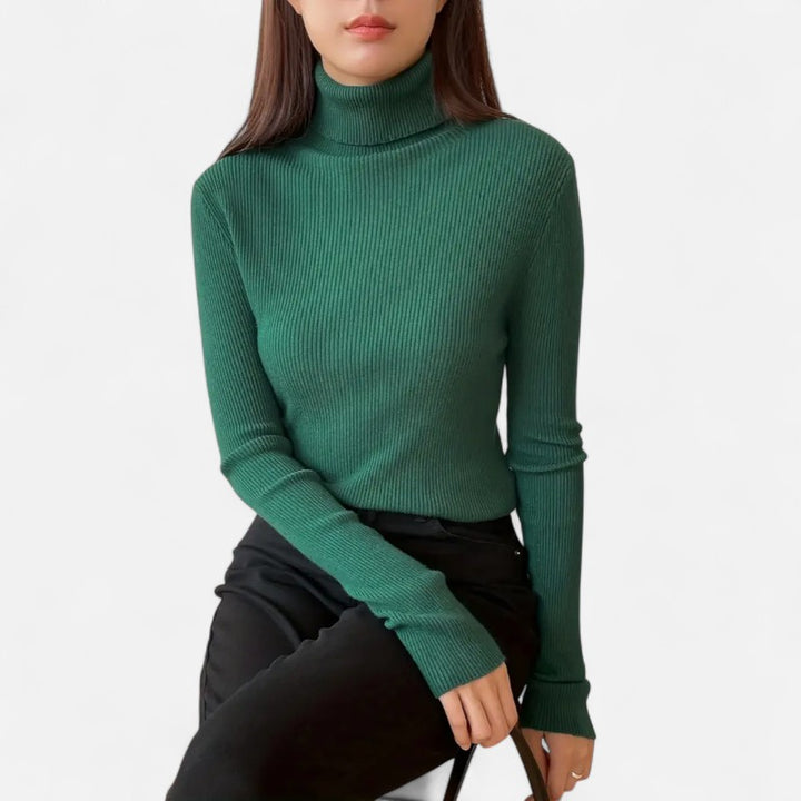 Ariste | Pull Femme Col Roulé Côtelé – Coupe Slim