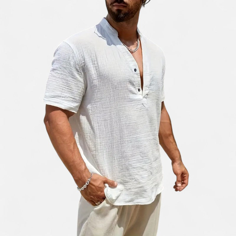 Ariste | Chemise d'été à col mao pour homme