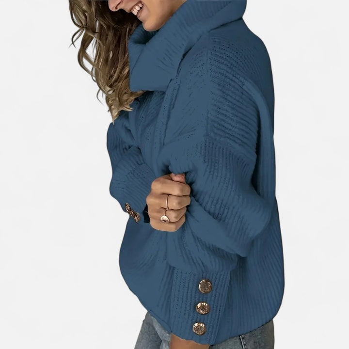 Ariste | Pull Femme à Col Haut Décontracté – Boutons Décoratifs