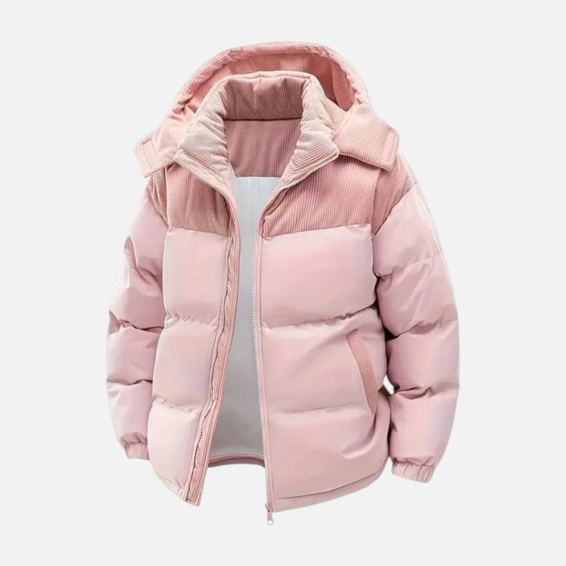 Ariste | Veste détachable à capuche et blocs de couleur chaude