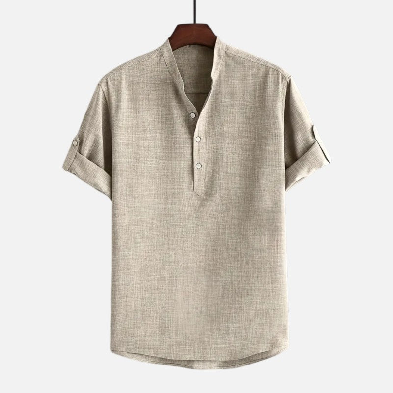 Ariste | Chemise col mao à manches courtes pour homme