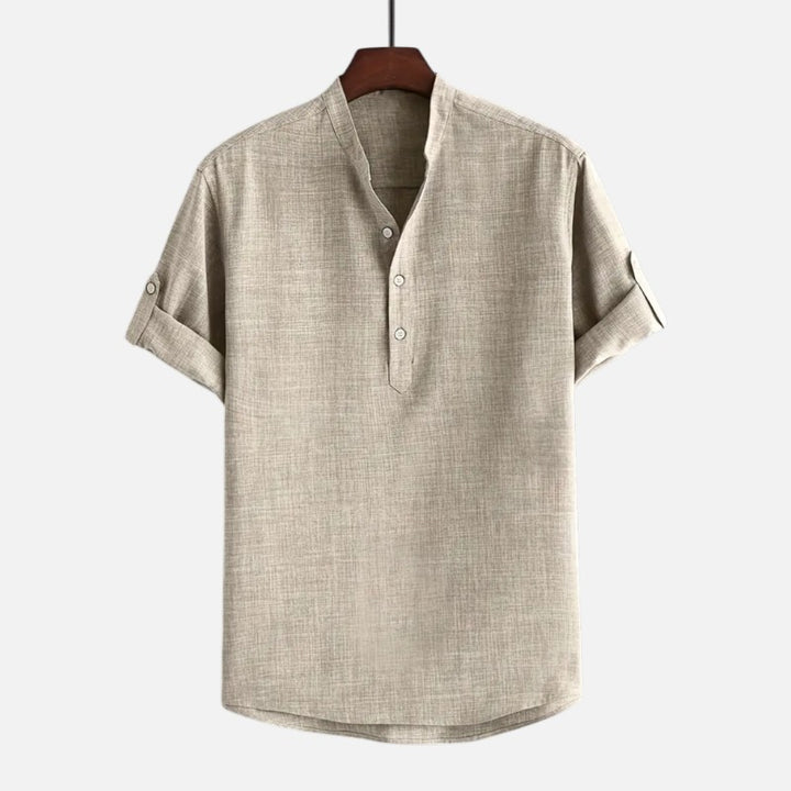 Ariste | Chemise col mao à manches courtes pour homme