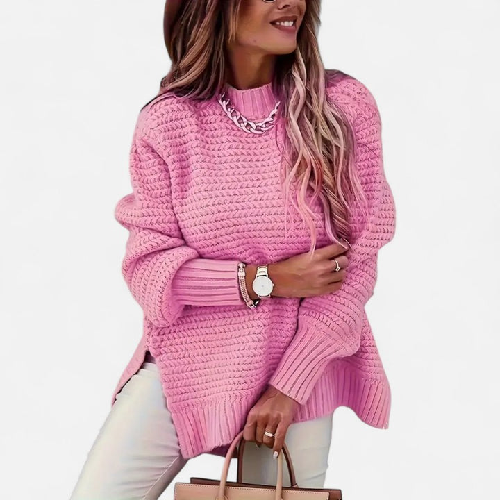 Ariste | Pull Femme Texturé à Demi‑Col Montant – Coupe Oversize & Finitions Élégantes