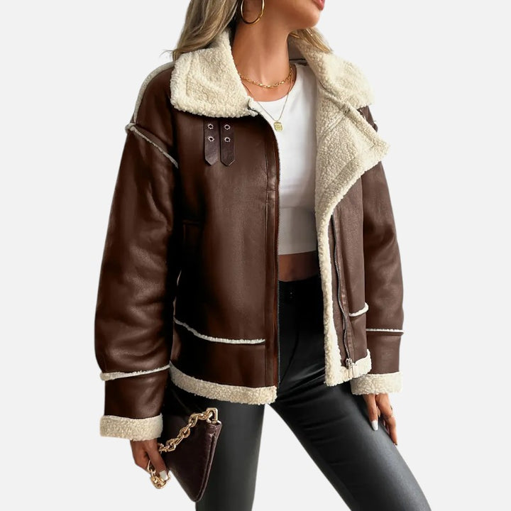 Ariste | Veste moto élégante en cuir synthétique pour femme