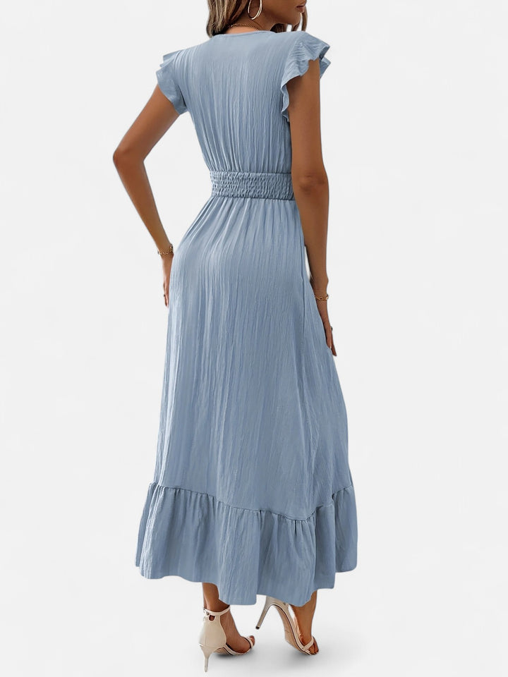 Ariste | Robe élégante à col croisé et manches à volants
