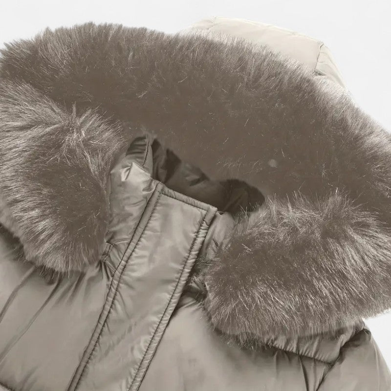 Ariste | Manteau d'hiver mi-long pour femme avec capuche en fausse fourrure