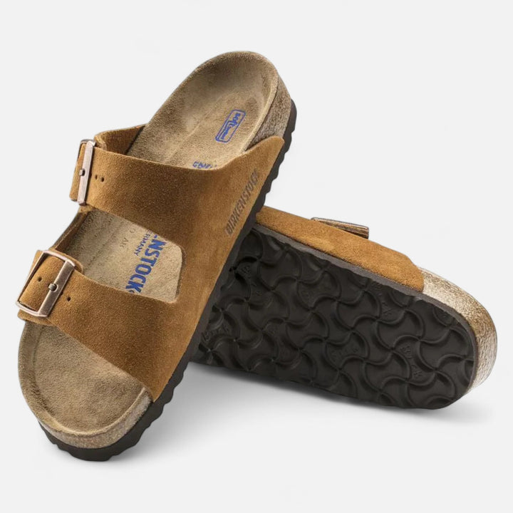 Ariste | Sandales Cuir Velours Lit de Pied Souple – Confort Anatomique Décontracté