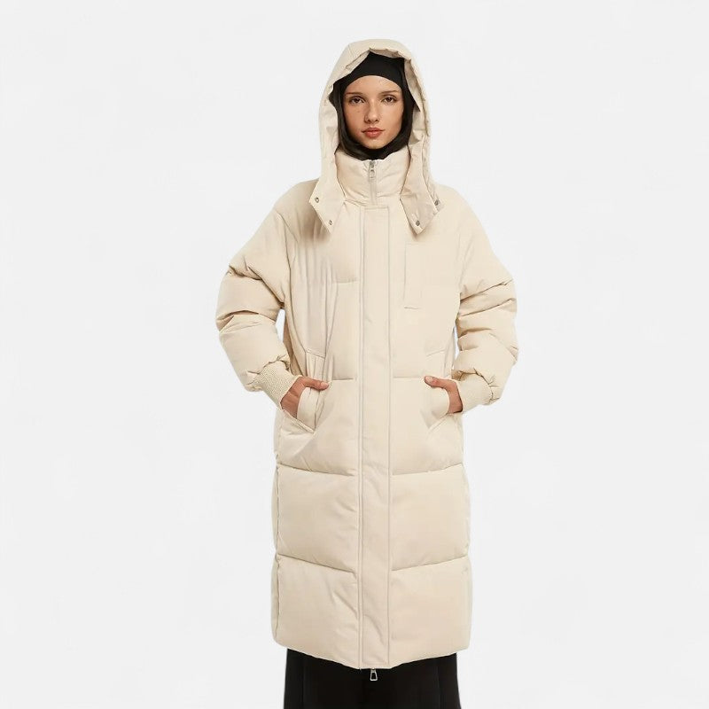 Ariste | Doudoune longue classique à capuche pour femme