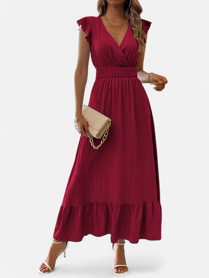 Ariste | Robe élégante à col croisé et manches à volants