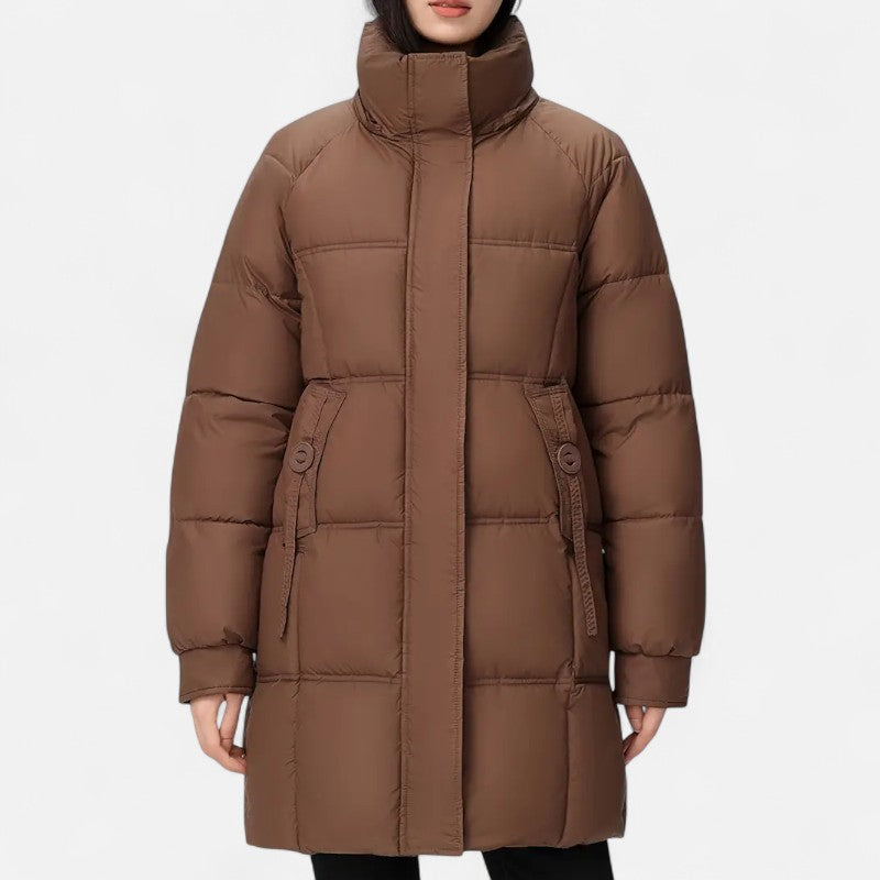 Ariste | Manteau matelassé à capuche mi-long pour femme
