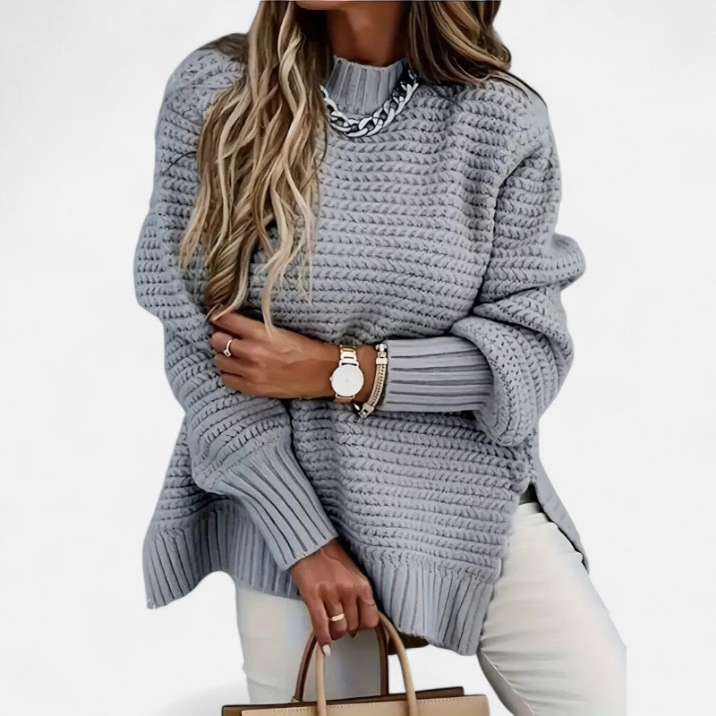 Ariste | Pull Femme Texturé à Demi‑Col Montant – Coupe Oversize & Finitions Élégantes