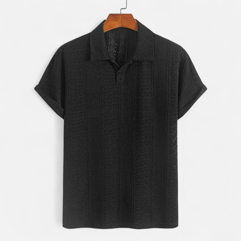 Ariste | Polo texturé à col boutonné pour homme
