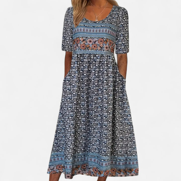 Ariste | Robe longue fleurie fluide avec poches pour femme