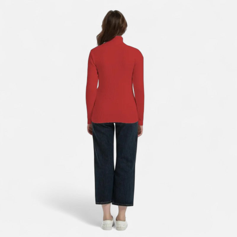 Ariste | Pull Femme Col Roulé Côtelé – Coupe Slim
