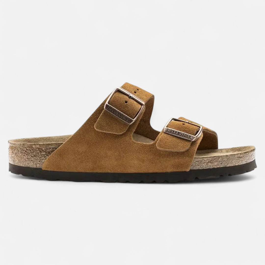 Ariste | Sandales Cuir Velours Lit de Pied Souple – Confort Anatomique Décontracté