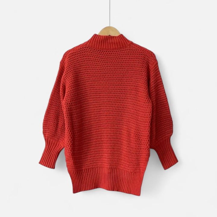 Ariste | Pull Femme Texturé à Demi‑Col Montant – Coupe Oversize & Finitions Élégantes