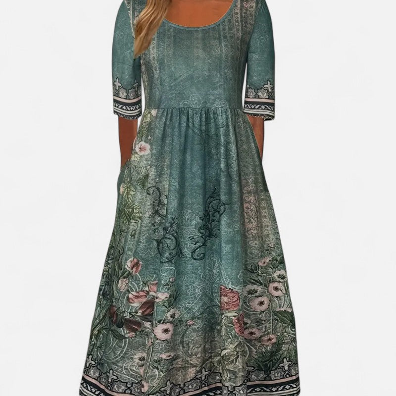 Ariste | Robe longue fleurie fluide avec poches pour femme