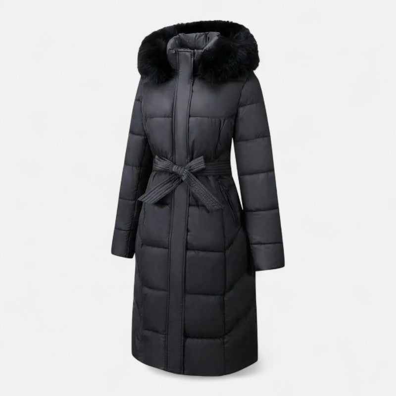 Ariste | Manteau d'hiver mi-long pour femme avec capuche en fausse fourrure