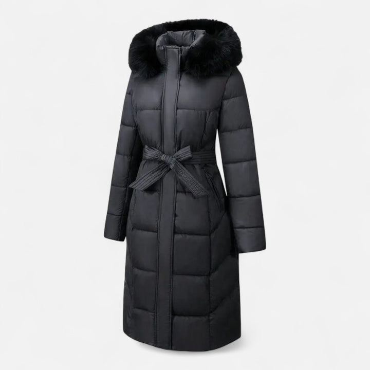 Ariste | Manteau d'hiver mi-long pour femme avec capuche en fausse fourrure