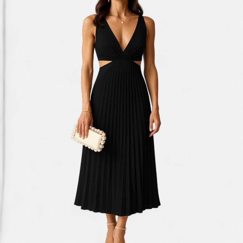Ariste | Robe Plissée Élégance & Raffinement – Tissu Satiné