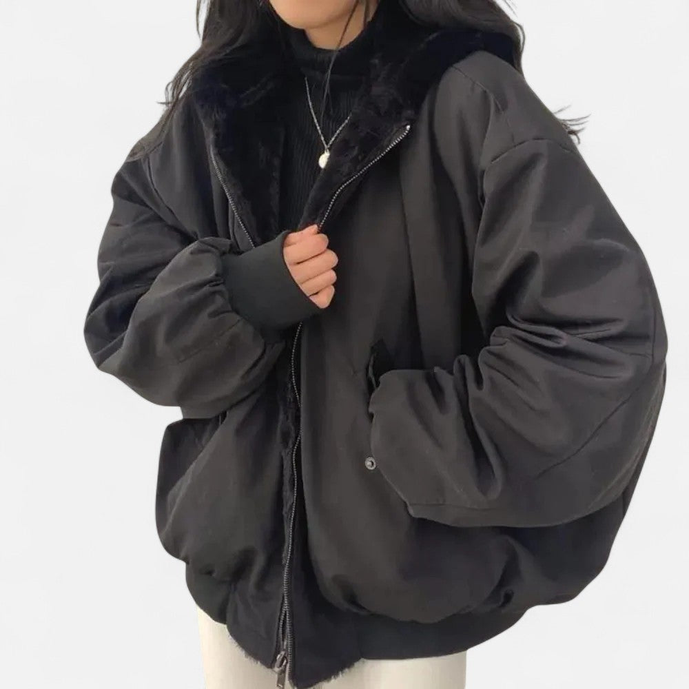 Ariste | Veste d'hiver douce à double couche avec capuche pour femmes