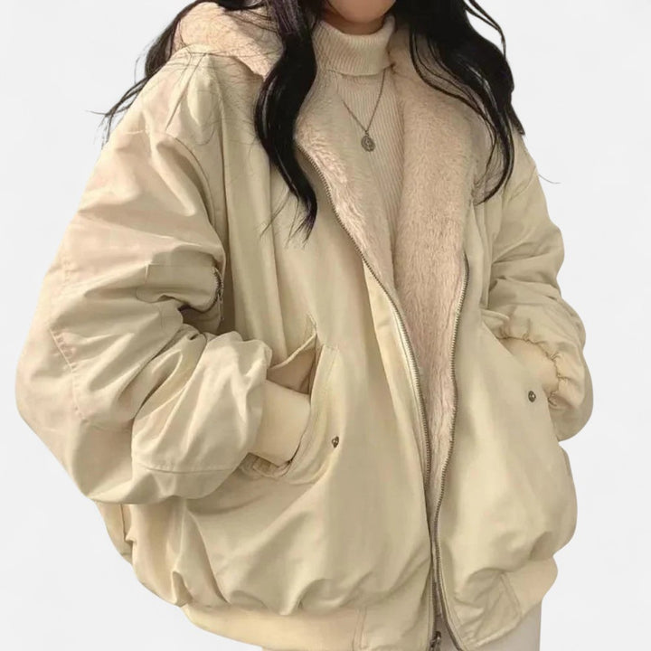 Ariste | Veste d'hiver douce à double couche avec capuche pour femmes