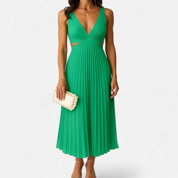 Ariste | Robe Plissée Élégance & Raffinement – Tissu Satiné