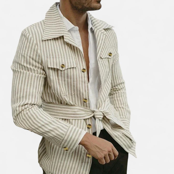 Ariste | Veste à Rayures pour Homme – Look Lin Italien Premium
