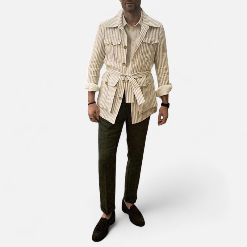 Ariste | Veste à Rayures pour Homme – Look Lin Italien Premium