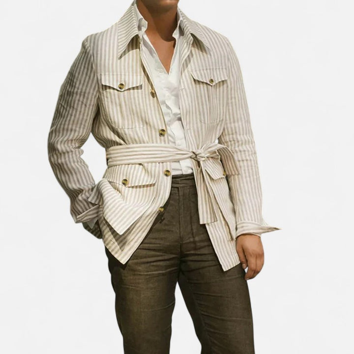 Ariste | Veste à Rayures pour Homme – Look Lin Italien Premium