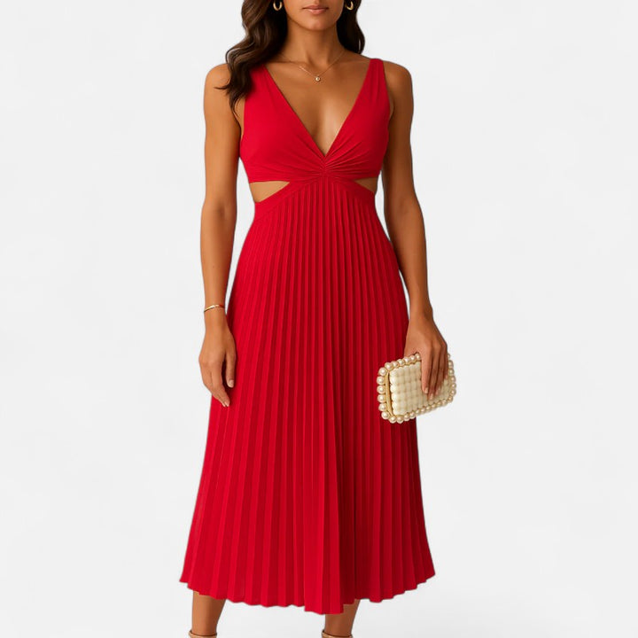 Ariste | Robe Plissée Élégance & Raffinement – Tissu Satiné