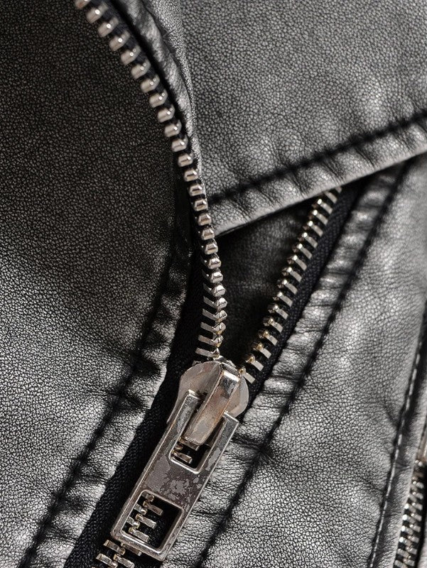 Ariste | Veste biker courte vintage en simili cuir pour femme