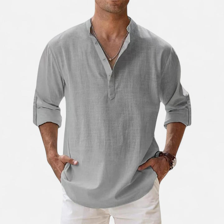 Ariste | Chemise en lin décontractée à manches longues pour hommes
