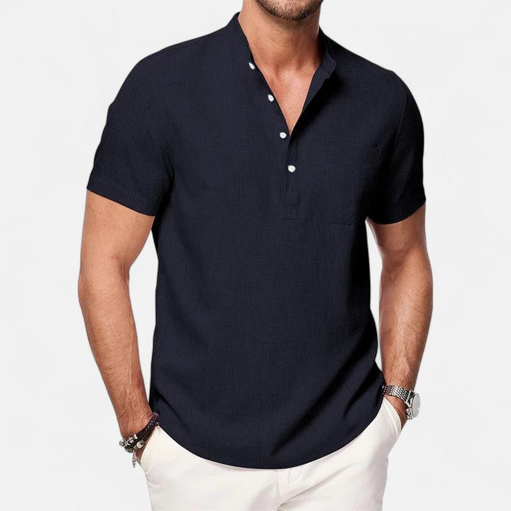 Ariste | T-shirt Henley décontracté à manches courtes pour homme