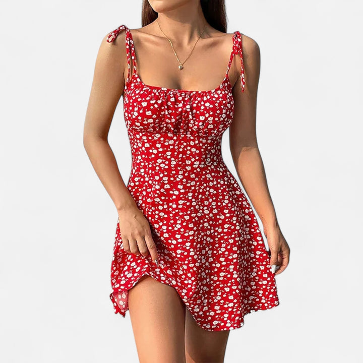 Ariste | Robe courte à bretelles fines et fleurs pour femme