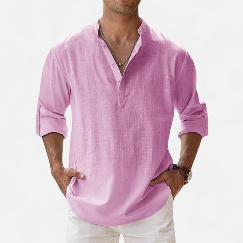 Ariste | Chemise en lin décontractée à manches longues pour hommes