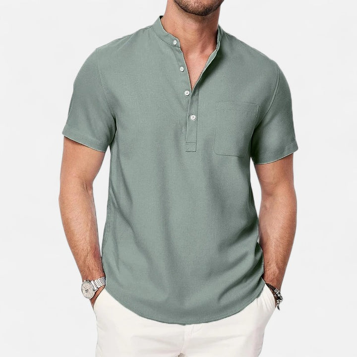 Ariste | T-shirt Henley décontracté à manches courtes pour homme
