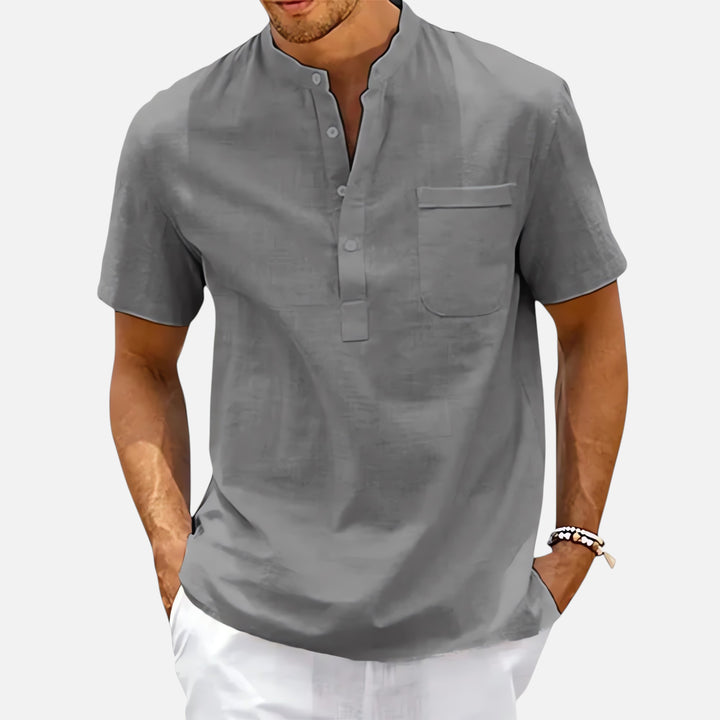 Ariste | Chemise à manches courtes en coton et lin pour hommes