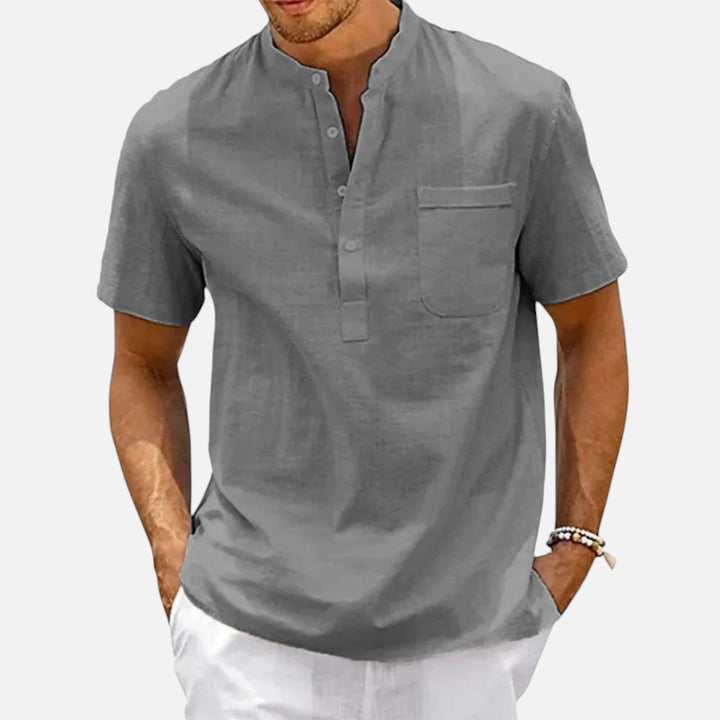 Ariste | Chemise à manches courtes en coton et lin pour hommes