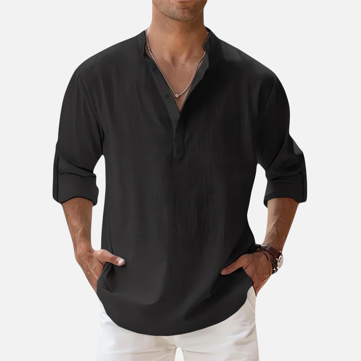 Ariste | Chemise en lin décontractée à manches longues pour hommes