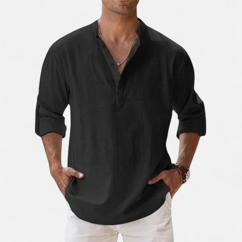 Ariste | Chemise en lin décontractée à manches longues pour hommes